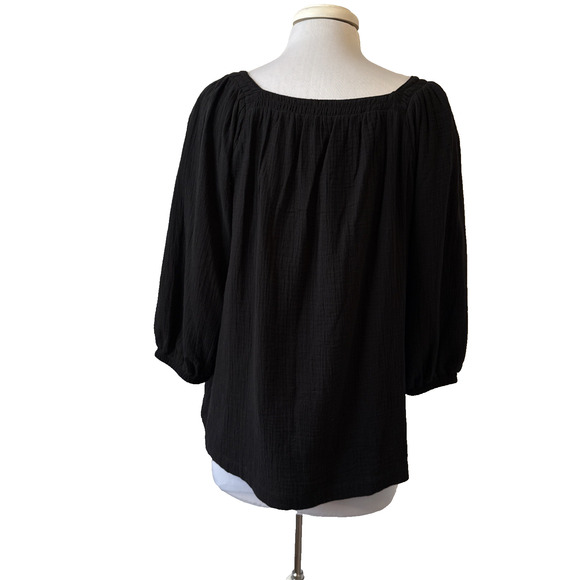Caffe Marrakesh NWT Square Neck Popover Cotton Gauze Top Women's L Whimsigoth - Picture 3 of 11